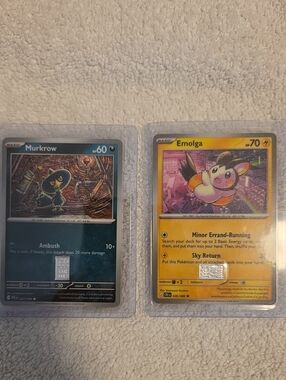 Pokemon Murkrow & Emolga Cards - Blue & Yellow W/1 Grain Bar Silver